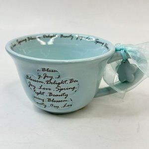 Giftcraft Blossom Delight Beauty Joy Love Spring Coffee Cup Mug Blue